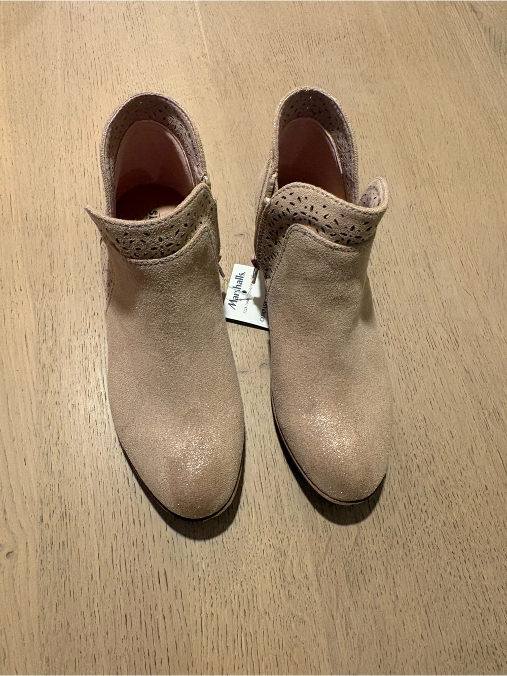 Suede Ankle Booties in Light Taupe Girls Size 2